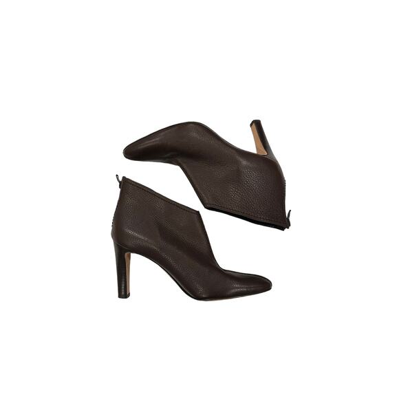 Manolo Blahnik Brown Semi Pointed Toe Leather Heeled Ankle Booties Size 37 US 7 - Picture 3 of 12